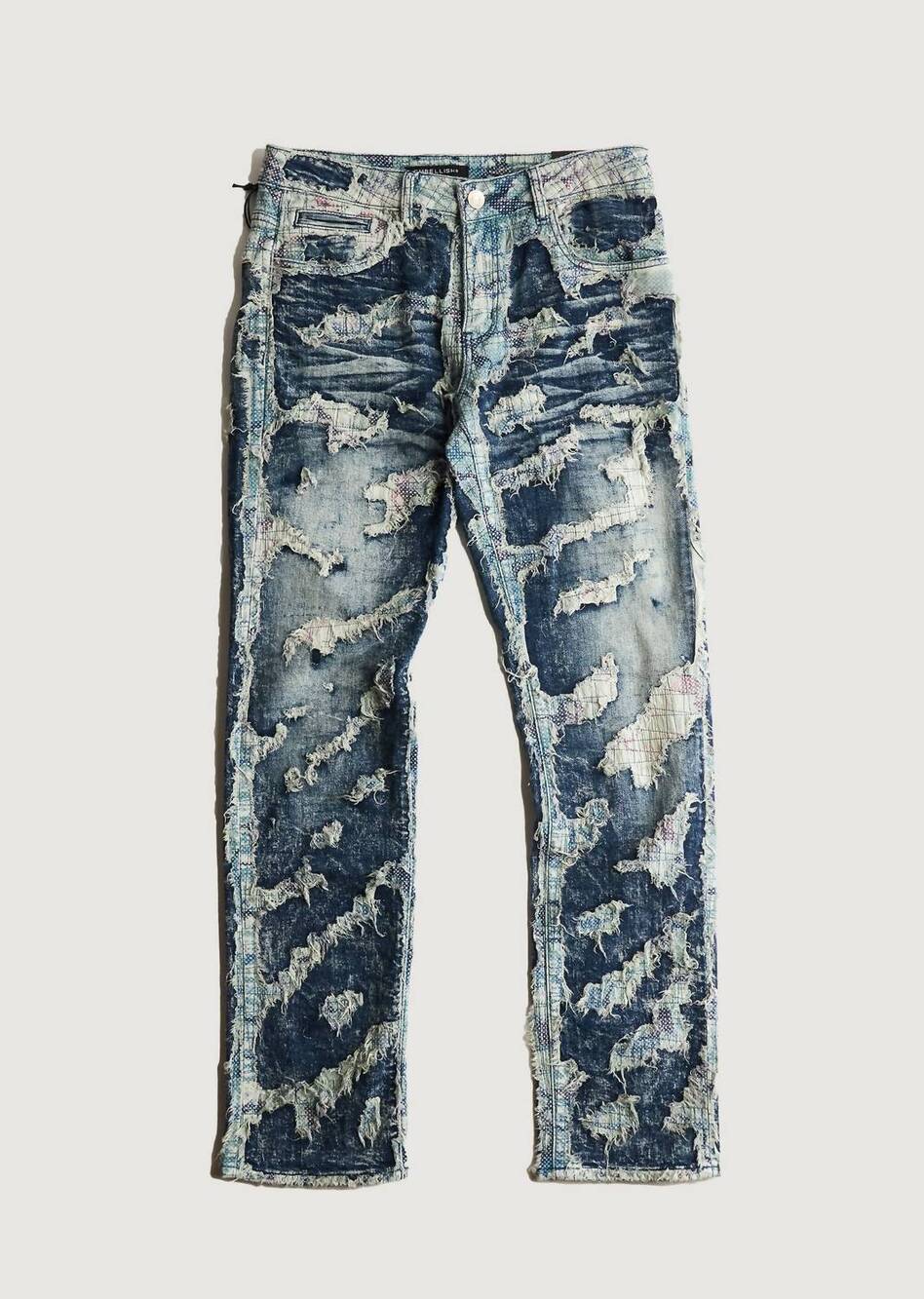 NEW EMBELLISH men's ace boro denim jeans in light blue